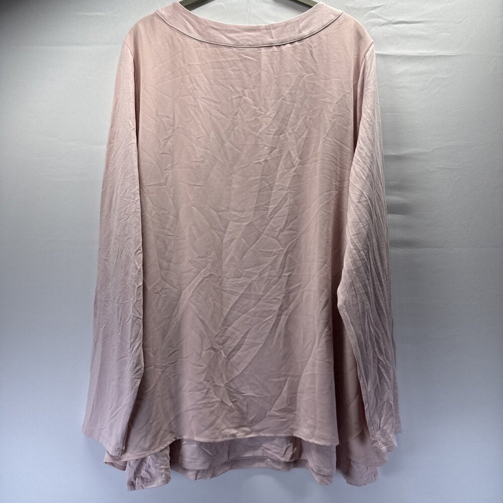 J Jill Wearever Women's Tunic Size XL Solid Pink Layered Long Sleeve Stretch - Picture 2 of 8